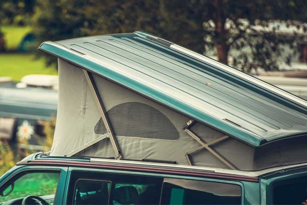 Vehicle rooftop tent camping