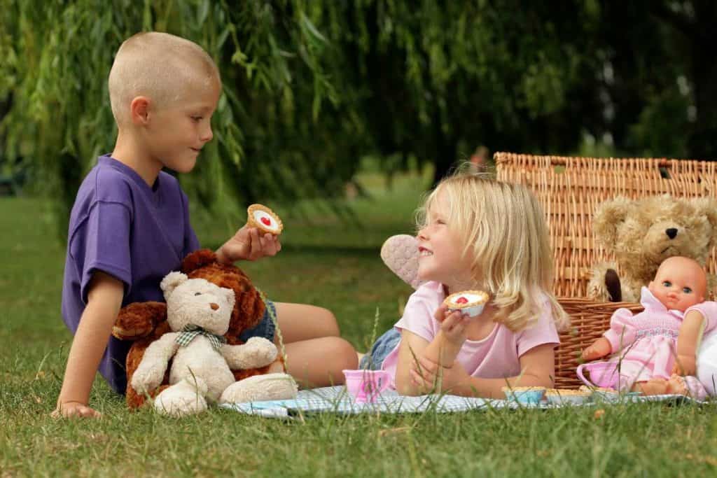Children having picnic at a park