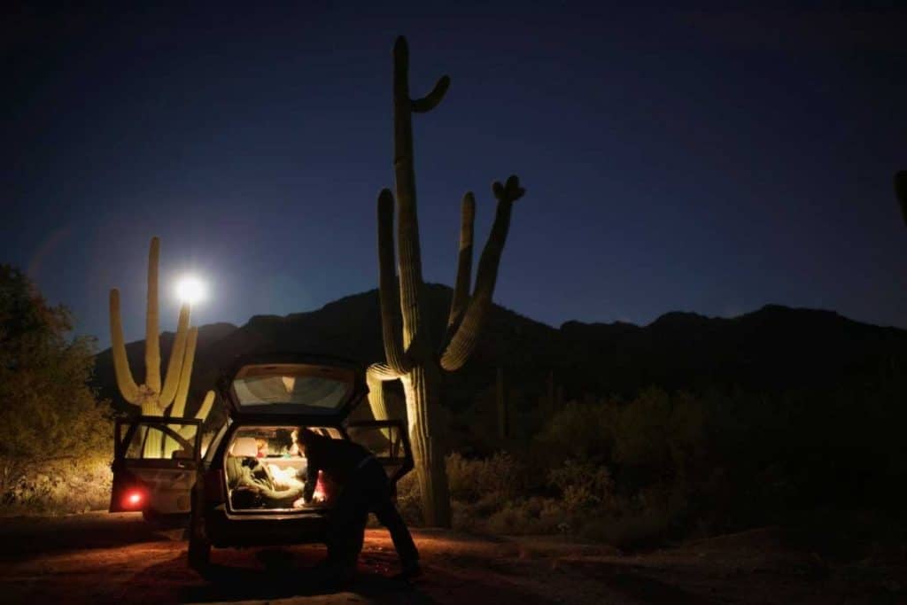 preparing camp in the australian outback desert